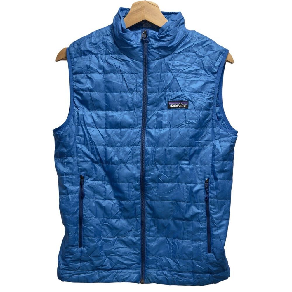 Patagonia Mens Size XS Blue Quilted Nano Puff Zip Vest Jacket Schneider Electric